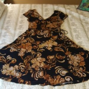 Petite cap-sleeved knit dress with flared skirt